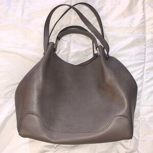 Elegant Taupe Leather Tote Bag